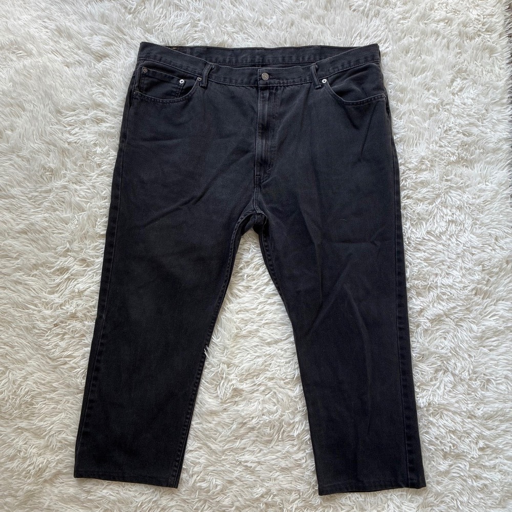 Levis 505 Regular Fit Black Jeans Mens W46 L30 Straight Leg Denim Plus Size